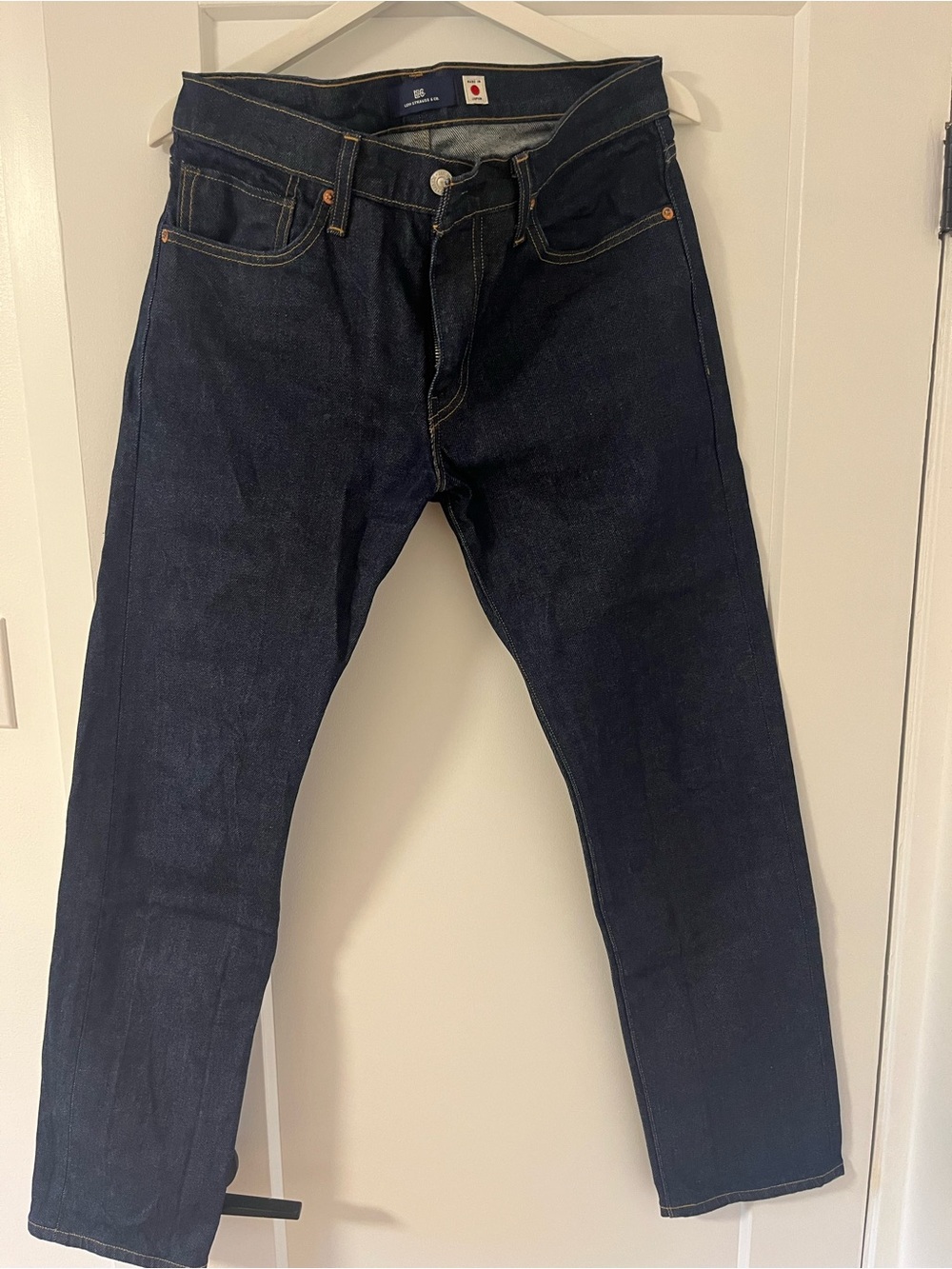 Levi's Made in Japan Men's Slim Straight Raw Dark Indigo Jeans